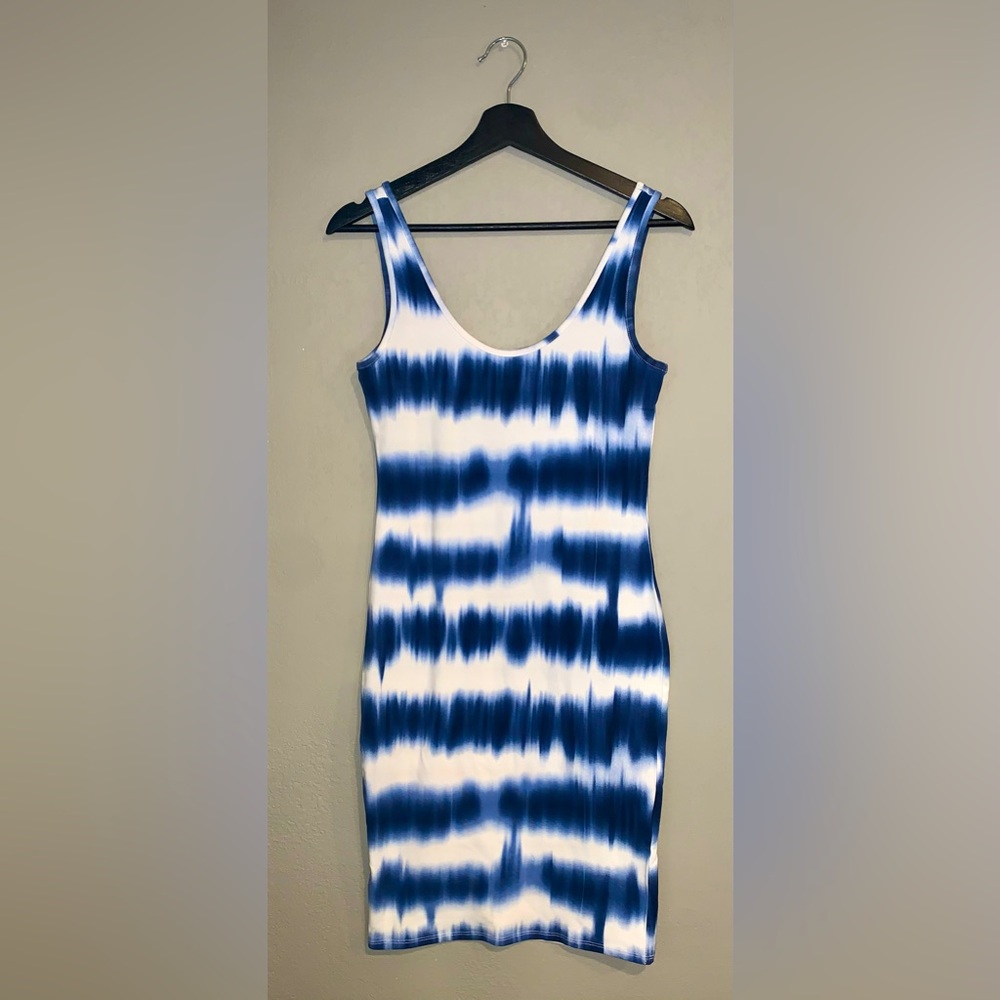 H&M Blue & White Tie-dyed Dress - Size M